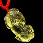 Feng Shui Citrine Yellow Crystal Pi Yao  xiu xie Necklace Pendant Amulet Wealth