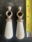 Porcelain And Nickel Plated Hot Cold Water Faucet Handle Set 2-7 8 In Vintage