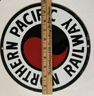 Vintage Northern Pacific Railway Enamel Porcelain Train Metal Advertising Sign