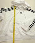 Adidas White Essentials 3 Stripes French Terry Crop Hoodie Sweatshirt Us Size S