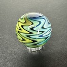 Contemporary Art Glass Marble 1 04  Fumed Wigwag Swirl Mib Green Grey Blue  Etc