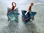 Rare New Mexico Fluorite Pendant  Copper Wrapped Blue Fluorite Merkaba Necklace