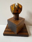 Vintage Carbide Coal Bit 2  1 2   Tall On Wood Block   Base From Lansford  Pa