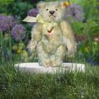 Vintage Steiff Teddy Bear Spring 7in 18cm Green Tipped Mohair Ean 028175 New