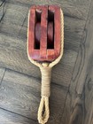 Nautical Wooden Double Pulley Block With Rope Maritime Decor 16    Tall Vintage