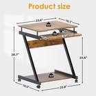 Retro Computer Desk  Small Mobile Workstation With Keyboard Tray  Printer Shelf 