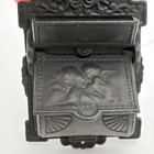 Vintage Cast Iron Match Holder Safe Venus   Cupid - 2 Pocket Wall Mount
