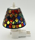 Vintage Style Mosaic Glass Night Light Plug In Lamp Multicolor Stained Shade