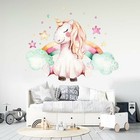 Watercolor Baby Unicorn Rainbow Stars Removable Wall Fabric Decal Set Room Decor