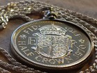 Rare 1970 English Half Crown Pendant On A 28  Sterling Silver Italian Rope Chain