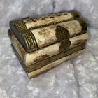 Vintage Bone And Brass Trinket Box Hinge And Closure Velvet Lined Approx  4x3x3