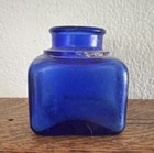 Antique Vintage Cobalt Blue Glass Inkwell 1900s   2 1 4    High 2    Wide