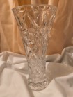 Vintage Clear-cut Crystal Flower Vase Diamond With Starburst Pattern