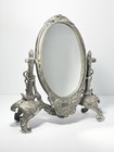 1960s Vintage Silverplated Swinging Footed Vanity Dresser Mirror  Ornate 10 3 8   