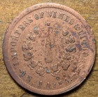 1863 New York City Benner   Bendinger Wine Bottle Indian Head Civil War Token