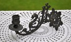 One Pair  Antique Cast Metal Griffins Dragons Phoenix Pivoting Wall Sconces
