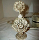 Vintage Filigree Ormolu Roses Vanity Set Rare Whitewash 6 Pc Cottagecore Matson