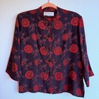 Vintage Chinese Silk Brocade Mandarin Jacket With Frog Closures In Black   Red