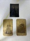 Lot Of 3 Items 2 Vintage Cards 1 Vintage Tin Photo Picture Boy