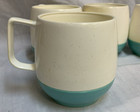 4 Vintage Mcm Bopp-decker Plastics Vacron Coffee Mug Cup Speckled White Blue
