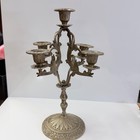 Vintage Ornate 5 Arm Candelabra Brass Tone Dragon Baroque Gothic Candle Holder