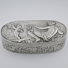 800 Silver J d  Schleissner   Sohne Hanau Germany Oval Box Classical Woman Putti