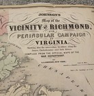 Antique Johnson s Map Richmond Peninsular Campaign Virginia Civil War 1862