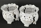 2 Vintage Ornate Cast Aluminum White Planters Victorian Style Pair 9   