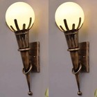 Pair Antique Mashaal Wall Sconces Outdoor Rustic Light Fixtures  Industrial Lamp
