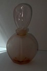 Vintage Irice Perfume Bottle Pink Frosted Glass Stopper Etched Rose Floral Fixed