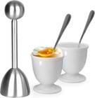 Egg Cups And Egg Cracker Set For Soft Boiled Eggs  1 Stainless Steel Egg Cutter 