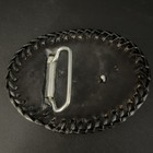 Vintage Firefighter Belt Buckle  Leather Covered Hand Painted