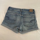 American Eagle Women s Super Super Stretch Denim Midi Rise Cuffed Shorts Sz 10