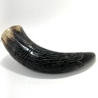 Vtg 13  Carved Drinking Horn     Medieval Larp Decor W  Handmade Engravings