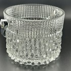 Vintage French Pressed Glass Ice Bucket W  Handle Ribbed   Droplet Pattern 4  H