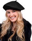  Solid Color French Beret Hat  Classic French  Casual And Chic One Size Black