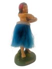 Vintage Hawaii Hula Nodder  Bobble 7  Ukelele Girl Dancer With Blue Skirt
