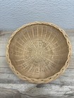 Vtg Wicker Round Fruit Handwoven Basket Natural With Braided Edge