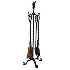 Vintage Wrought Iron Horse Head Fireplace Tool Set Equestrian Rustic Hearth 5pc