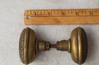 Antique Pair Vintage Victorian Style Ornate Oval Door Knob Brass copper 