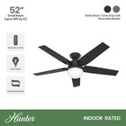 Hunter Fan 52 In Casual Matte Black Indoor Ceiling Fan With Light Kit And Remote