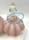 Vtg 40s Fenton Pink Overlay Melon Vanity Set Perfume Powder Jar Bottle Art Deco