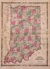 1864 Indiana Map Original 23x17 Railroads - County Townships Large Antique