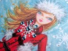Papyrus Bella Pilar Girl Jeweled Snowflake Christmas Holiday Greeting Card