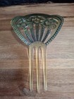 Art Deco Hair Comb Butterscotch Celluloid Blue Paste Rhinestones  Tk Makers Mark