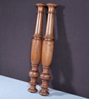 25  Tall Pair Of French Antique Solid Walnut Wood Posts pillars trim Salvage