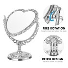 Vintage Heart Shaped Makeup Mirror Double Sided Rotatable Vanity Mirror For D   