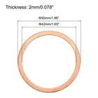 2 Pcs Flat Copper Washers 42x50x2mm Copper Flat Sealing Ring Washers