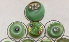 42 Vintage Buttons Green Gold Luster West German Czech Painted Art Deco 1 2    -1   