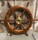 24  Brass Nautical Finishing Wooden Steering Wheel Pirate Vintage Wall Decore